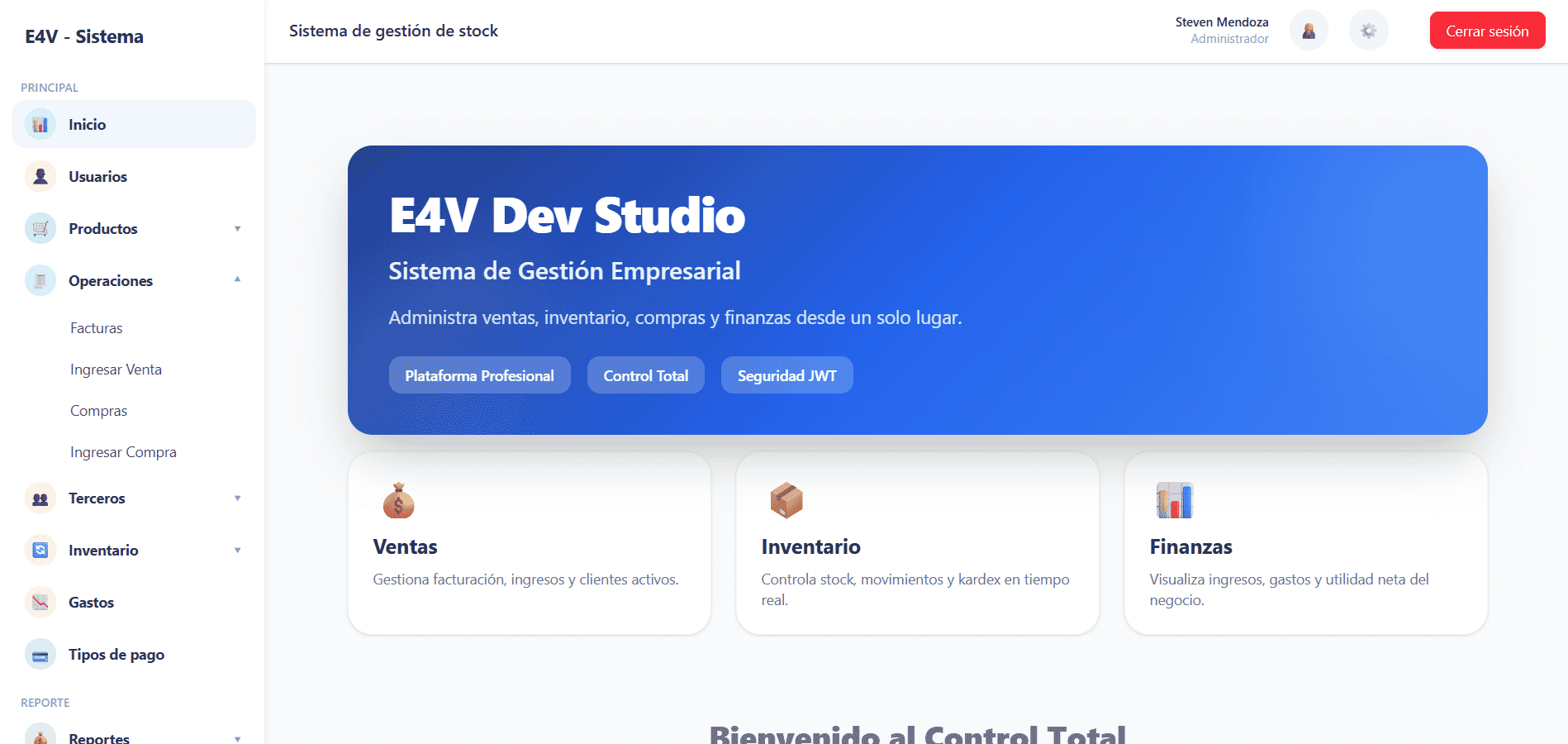 Sistema contable e inventario para negocios - E4V Gestión